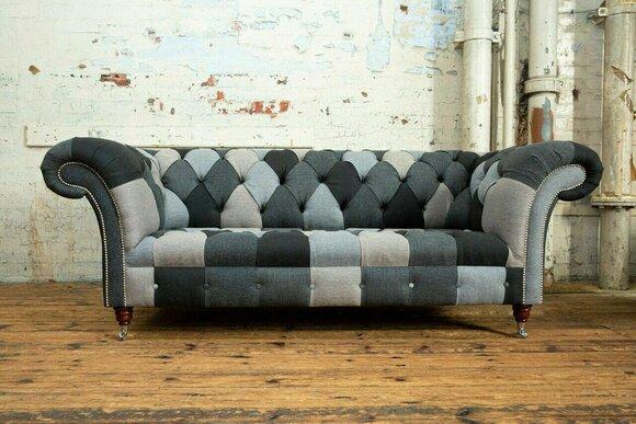 Sofa 3 Sitzer Couch design Sitz Garnitur Chesterfield Leder Textil Polster Neu