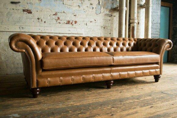 Chesterfield Sofa Couch Polster Stoff Samt Couchen Polster Garnitur 4 Sitzer Neu