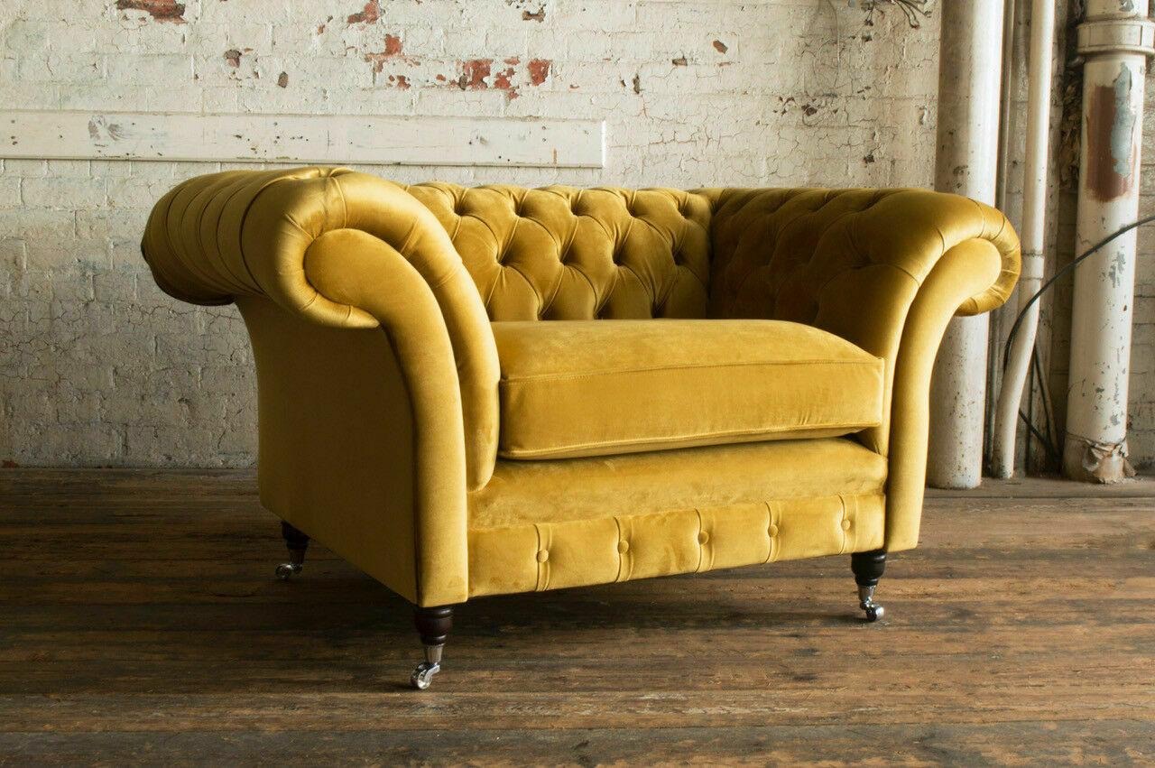 Yellow chesterfield armchair hotsell
