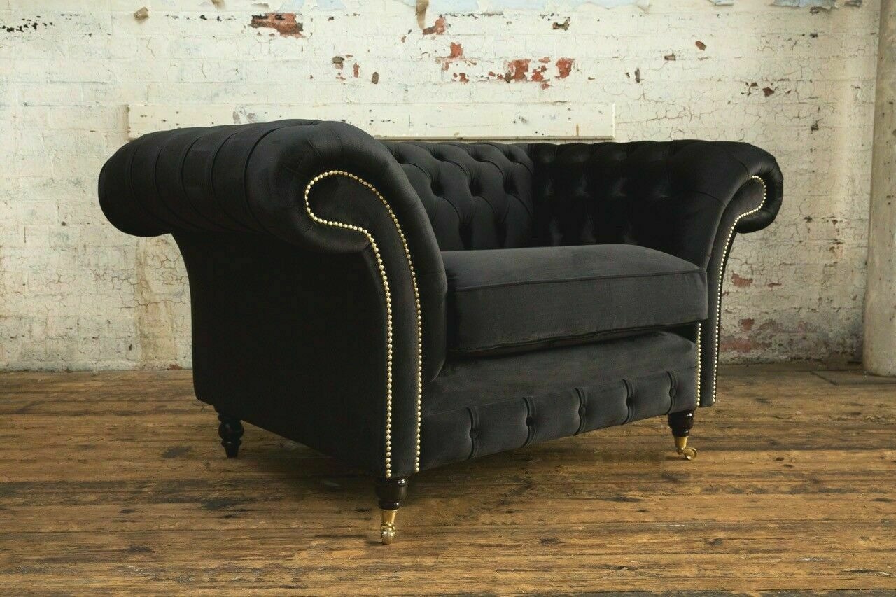 Chesterfield Design Stoff Couch Sessel 1.5 Sitzer Polster Sofas Lounge Neu Club