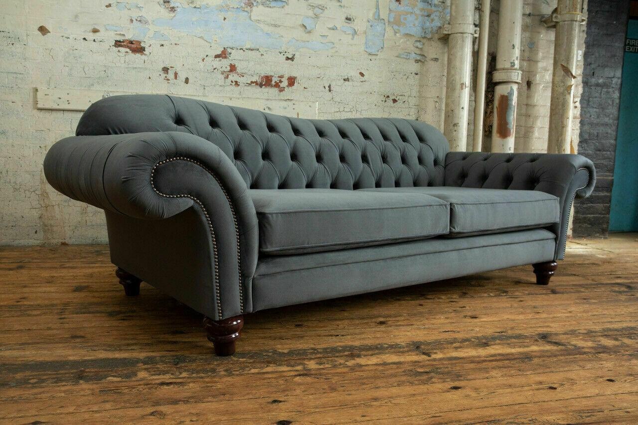 Big Sofa 4 Sitzer Couch Chesterfield Polster Sitz Garnitur Stoff Textil Neu