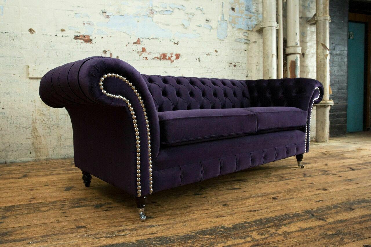 Chesterfield Design Sofa 3 Sitzer Couch Polster Luxus Klassische Textil Sofas