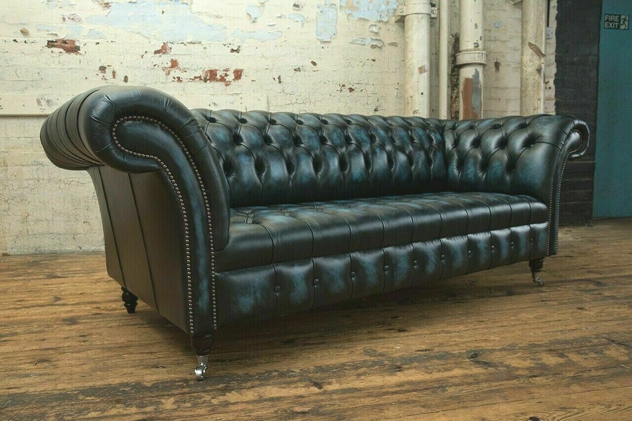 Design Chesterfield Sofagarnitur 3 Sitzer Leder Couch Polster Sofas Sofa