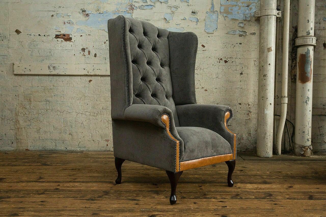 Chesterfield Samt Sessel Sofa Polster Sofas Design Luxus Couch Relax