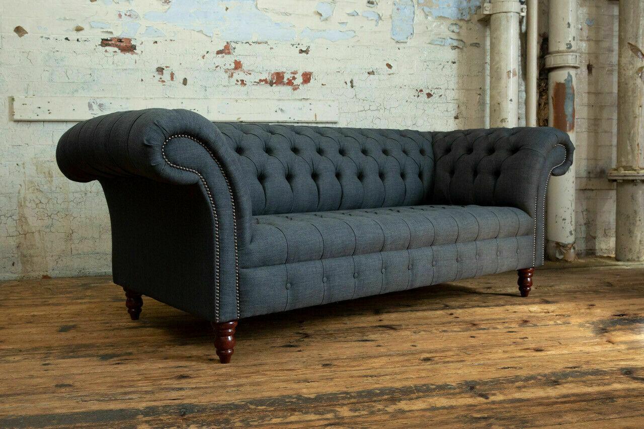 Chesterfield Schwarz Couch Sofa Polster 3 Sitzer Couchen Garnitur Sitz Sofas Neu