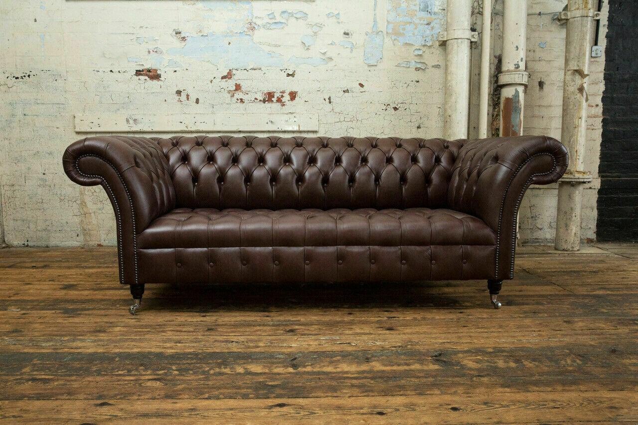 Braune Chesterfield Sofa Couch Design Polster Sofas Couchen Stoff Textil