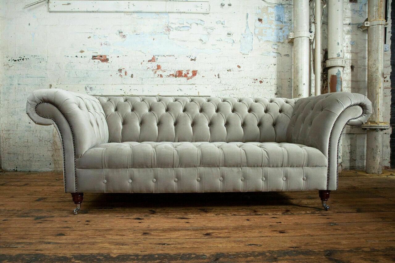 Ledersofa Chesterfield Sofa Couch Dreisitzer Polster Couchen Stoff Textil 225cm