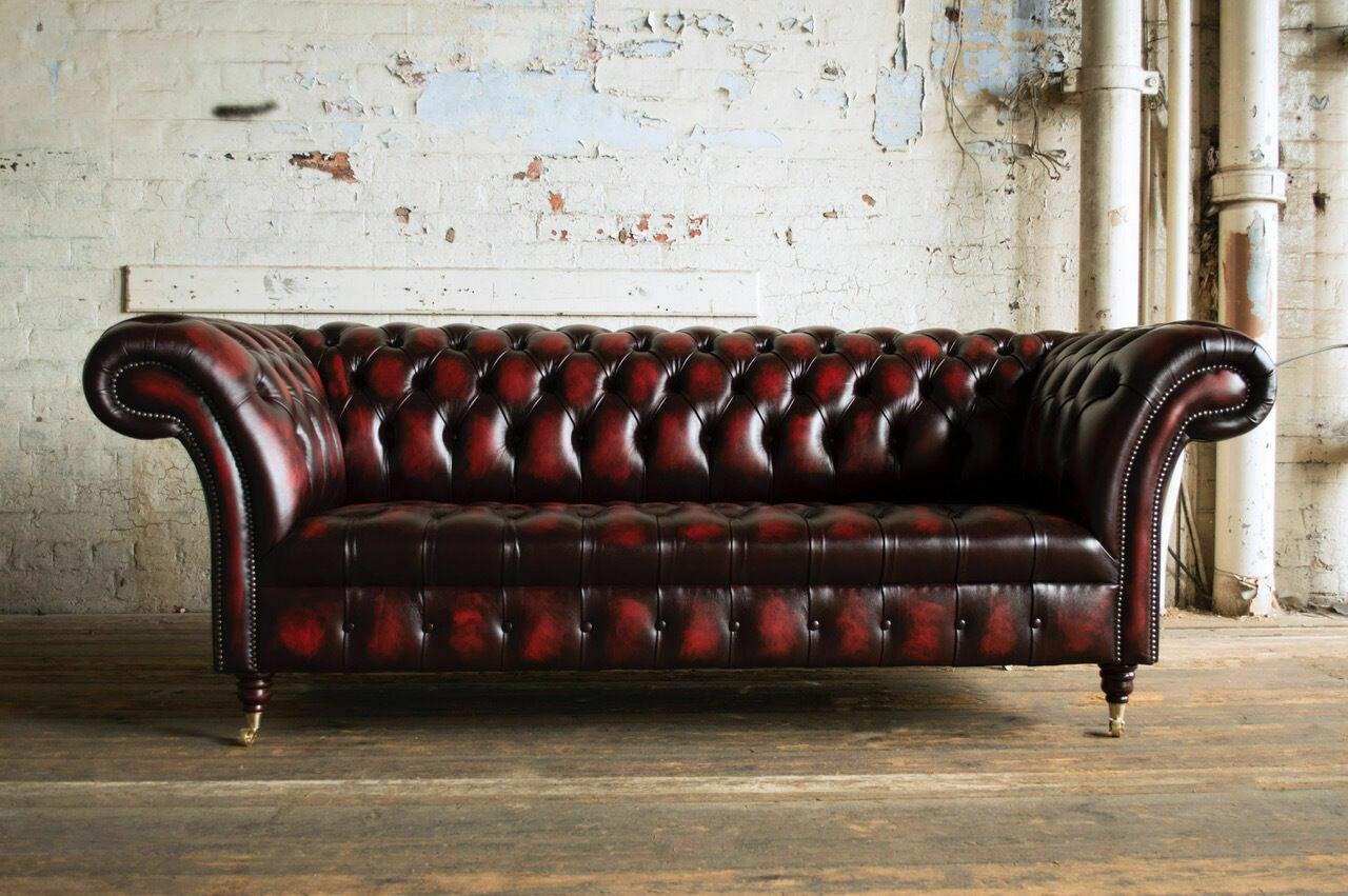 Ledersofa Chesterfield Sofa Couch Dreisitzer Polster Couchen Stoff Textil
