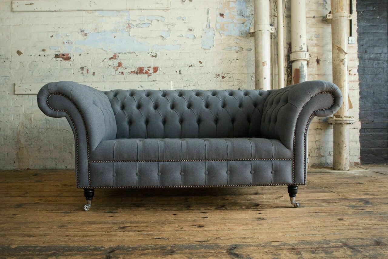 Designer 2 Sitzer Textil Sofas Couchen Chesterfield Ledersofa Couch Polster