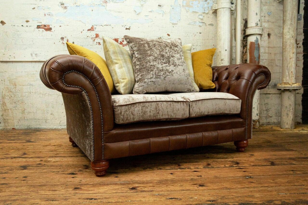Chesterfield 2 Sitzer Ledersofa Sofa Couch Polster Sitz Garnitur Zweisitzer Neu