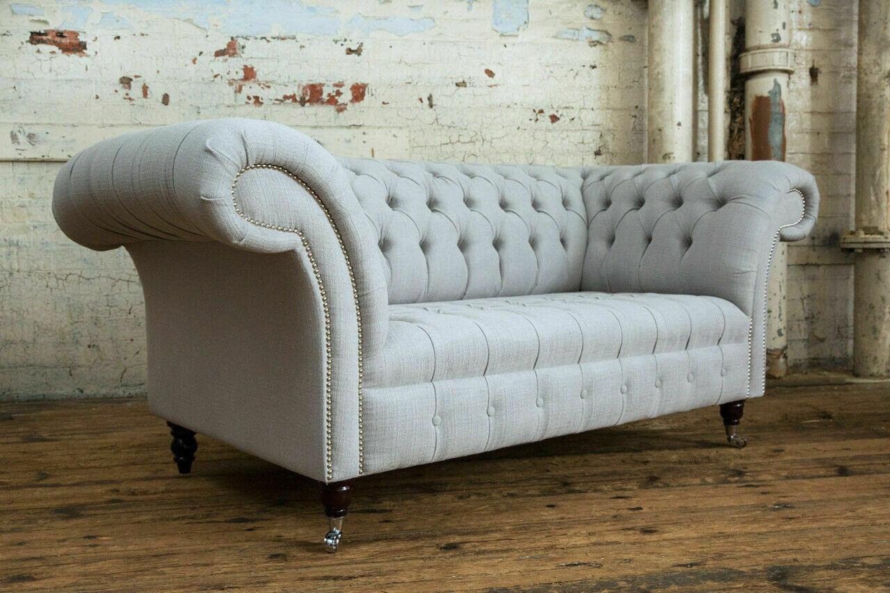 Chesterfield Original Sofa JVMoebel Textil Sofas Couchen Stoff Grau 185cm