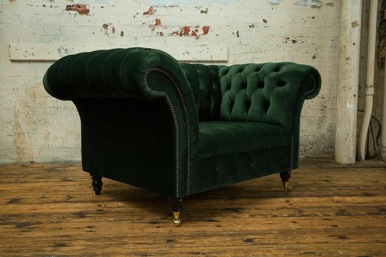 Chesterfield Stoff Design Sessel Couch 1.5 Sitzer Polster Sofas Lounge