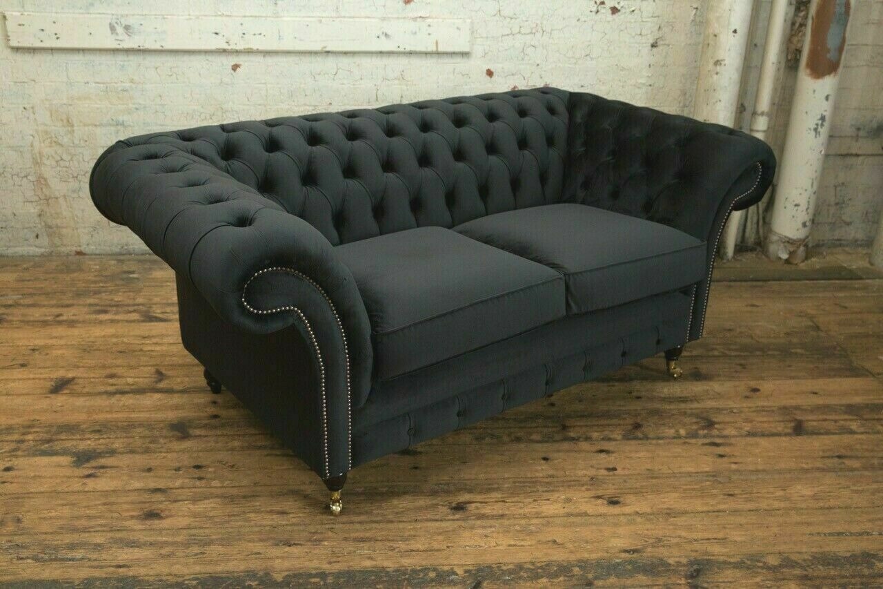 Chesterfield Original Sofa Textil JVMoebel Sofas Couchen Stoff Grau 185cm