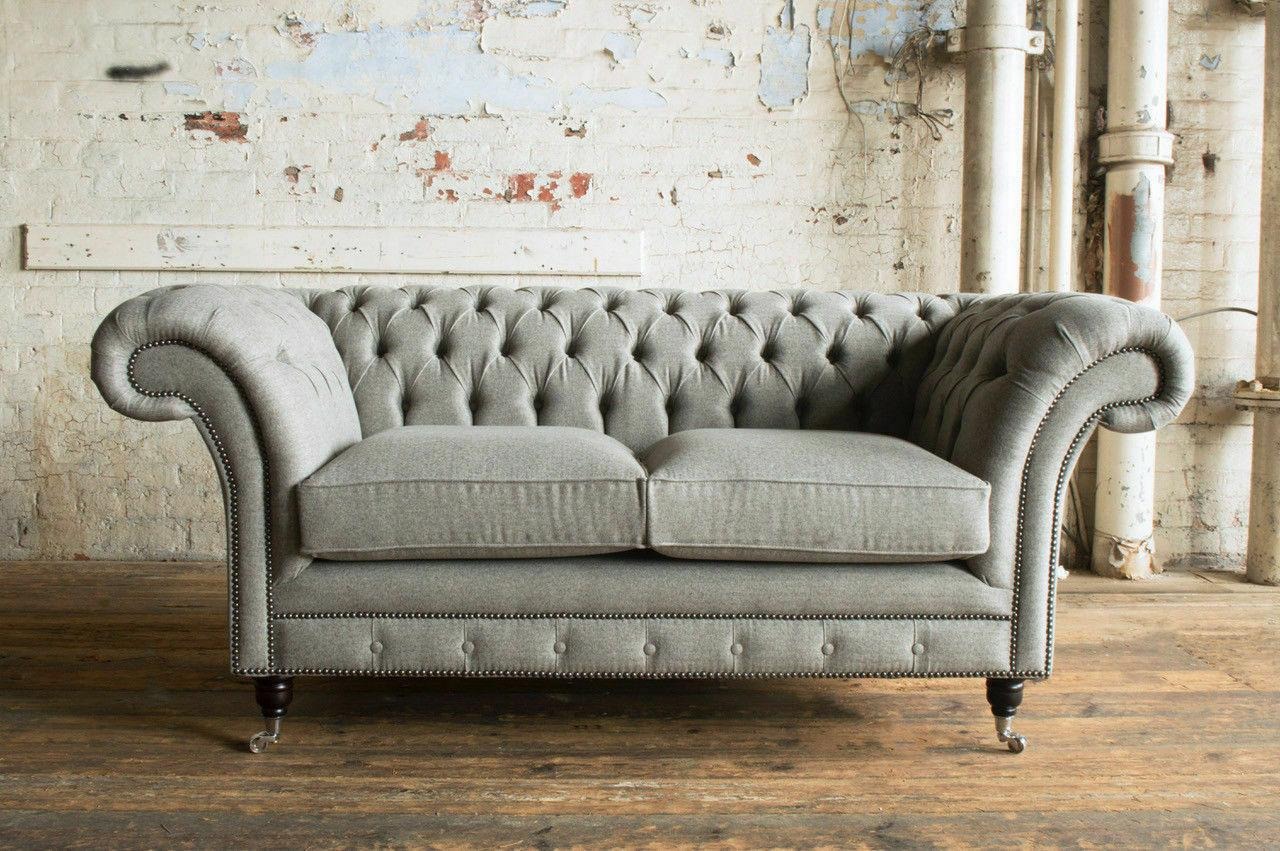 Sofa Couch Polster Design Sitz Sofas Zimmer Möbel Leder 2er Moderne Grau