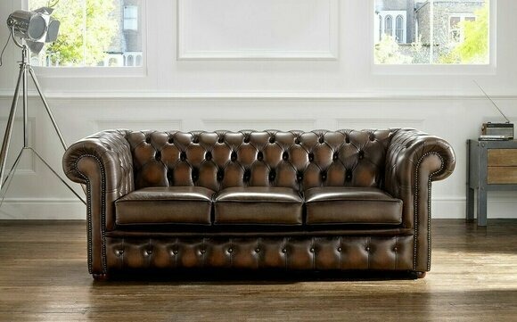 3 Sitzer Couch Polster Chesterfield Sofa Couchen Sitz Garnitur Neu Antik Braun
