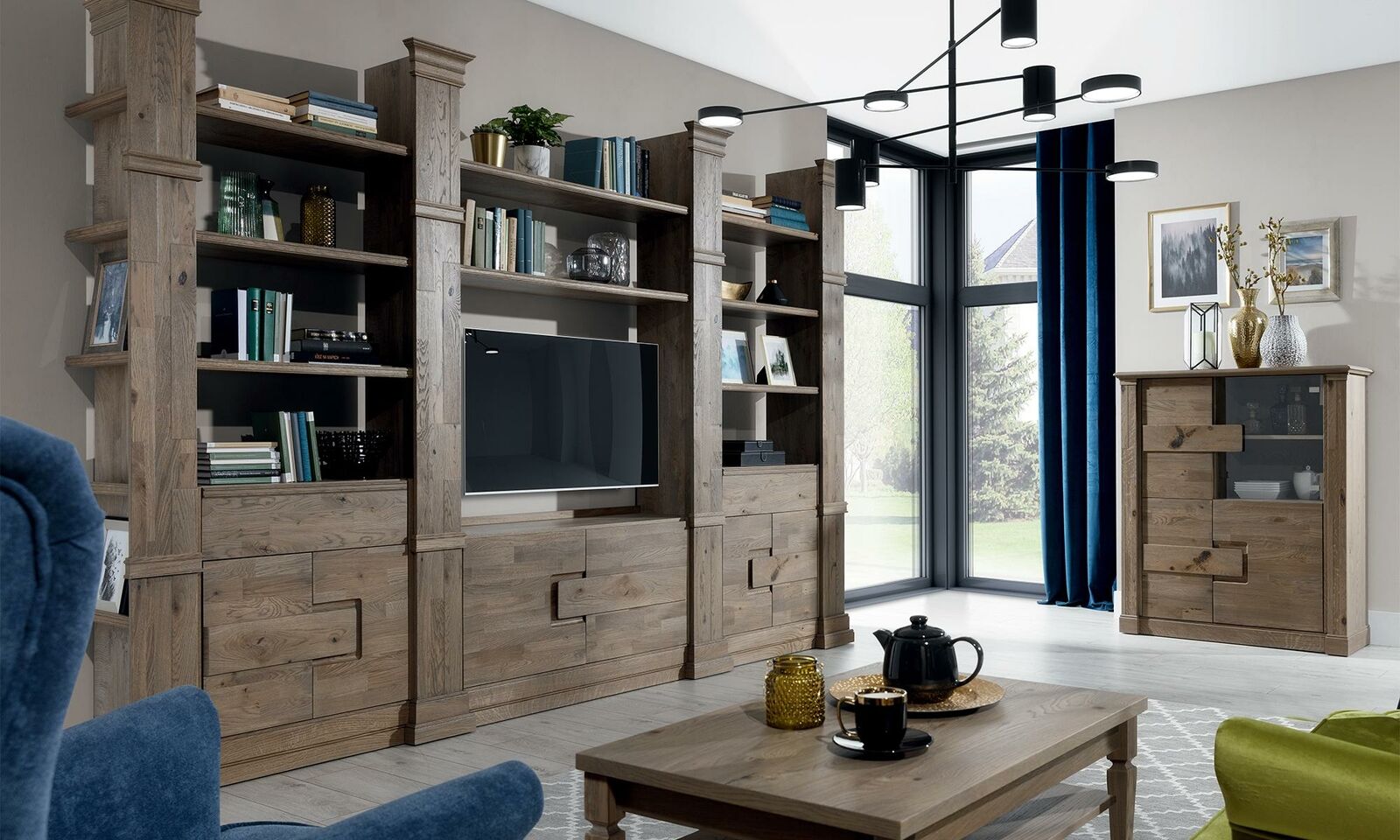 Wohnwand Schranksystem Wohnzimmer Schrank Landhaus Kommode TV