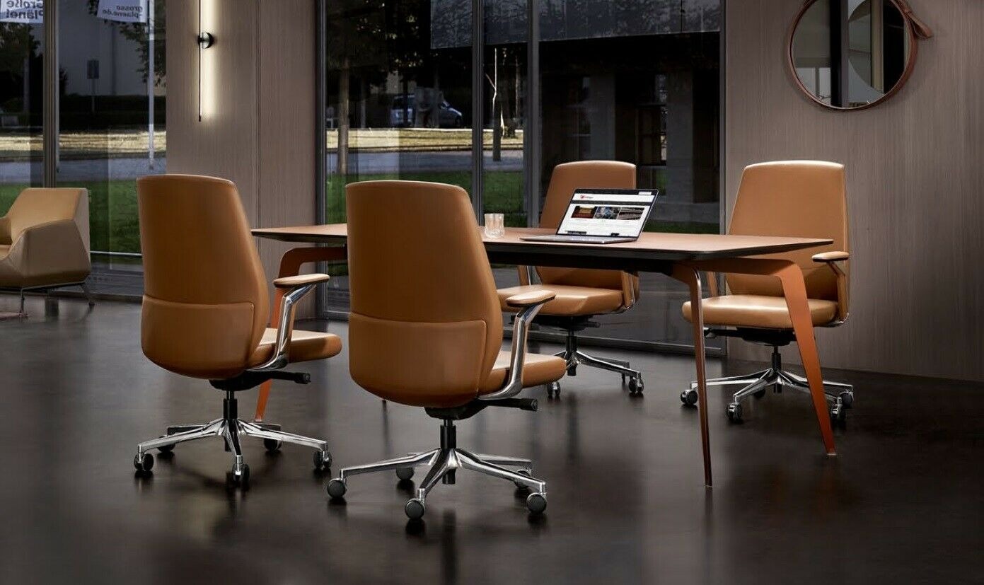 Büro Set 4x Konferenzstühle & Konferenztisch Komplettset