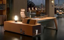 Designer Büro Arbeit Zimmer Set Sessel Eckschreibtisch Komplett Set