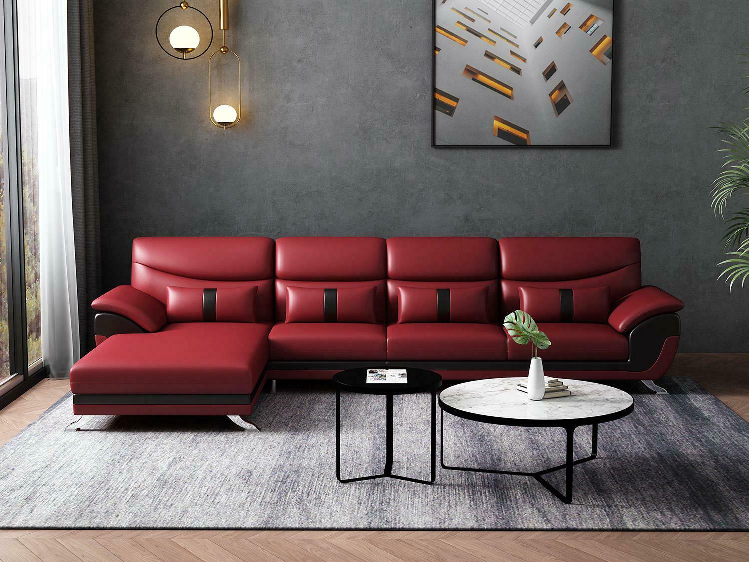 Design Wohnzimmer Lederpolster Ecksofa Eckcouch Couch Sofa L Form