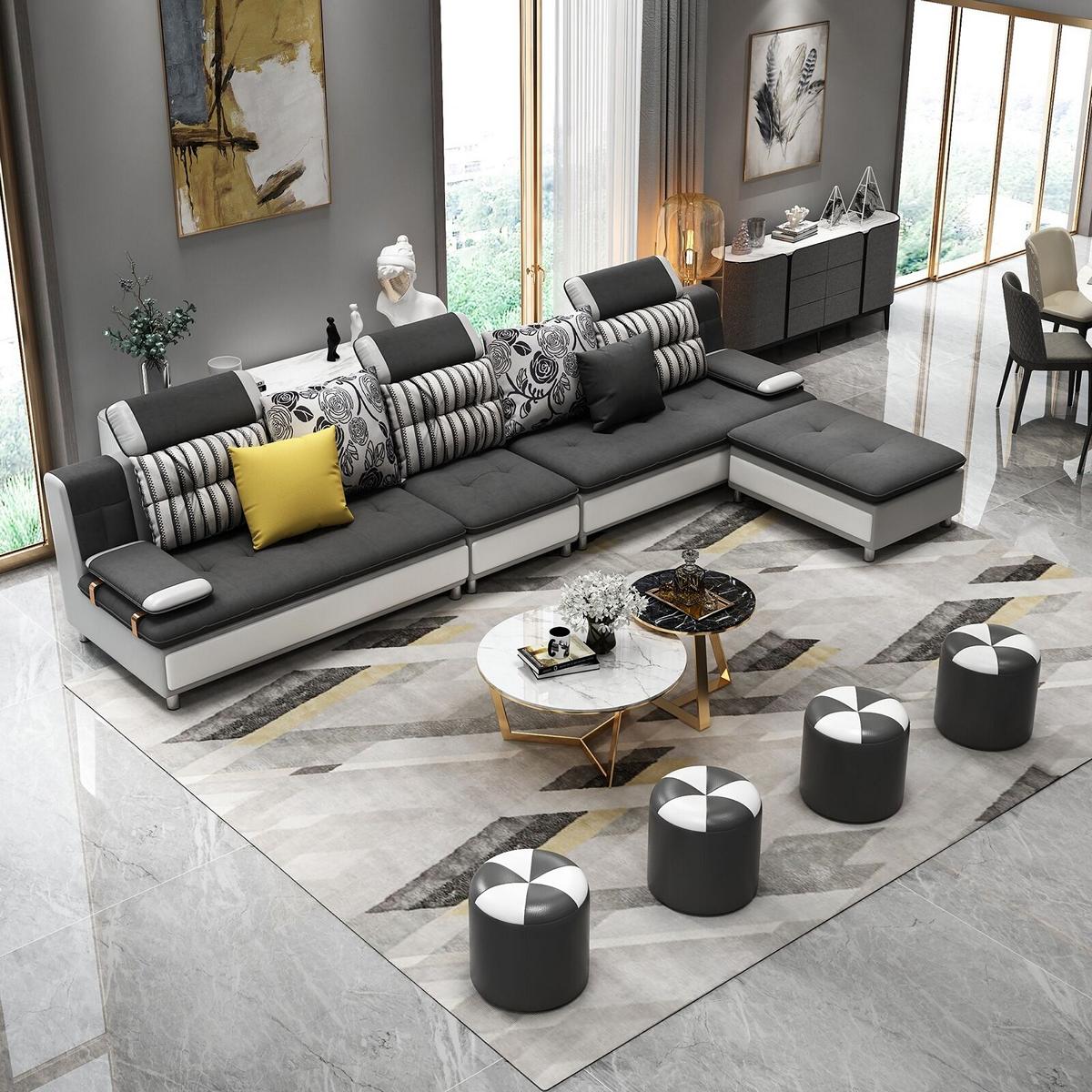 Wohnlandschaft Ecksofa L-Form Modernes Sofa Ledersofa Ecksofa Polster