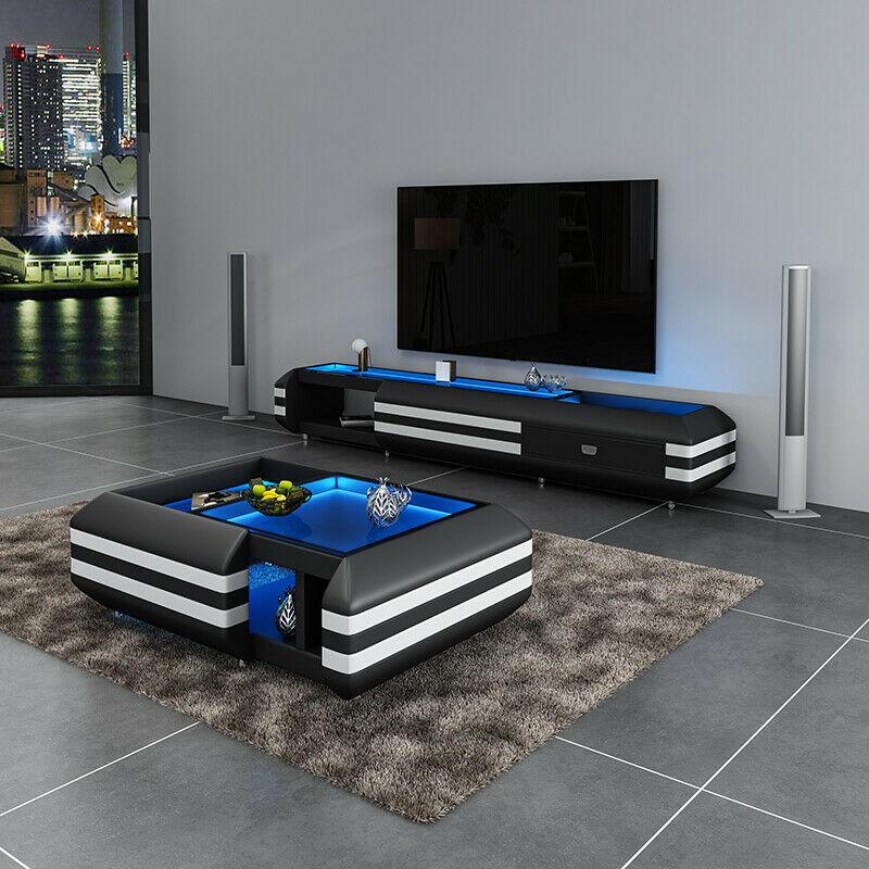 Sideboard Leder rtv beleuchtete Wohnzimmer Möbel Designer Lowboard