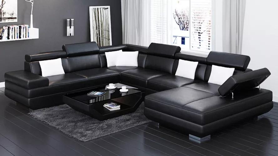 sofa wohnzimmer Leder xxl couch polster landschaft moderne designer