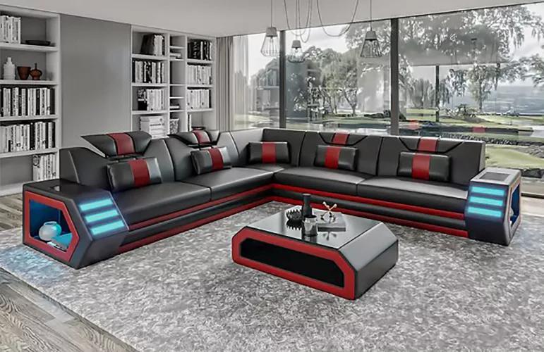 Lederpolster Design Wohnzimmer Ecksofa Eckcouch Couch Sofa L Form