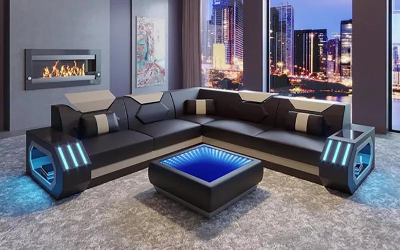Design Eckcouch Ecksofa Wohnzimmer Möbel Lederpolster Couch Sofa