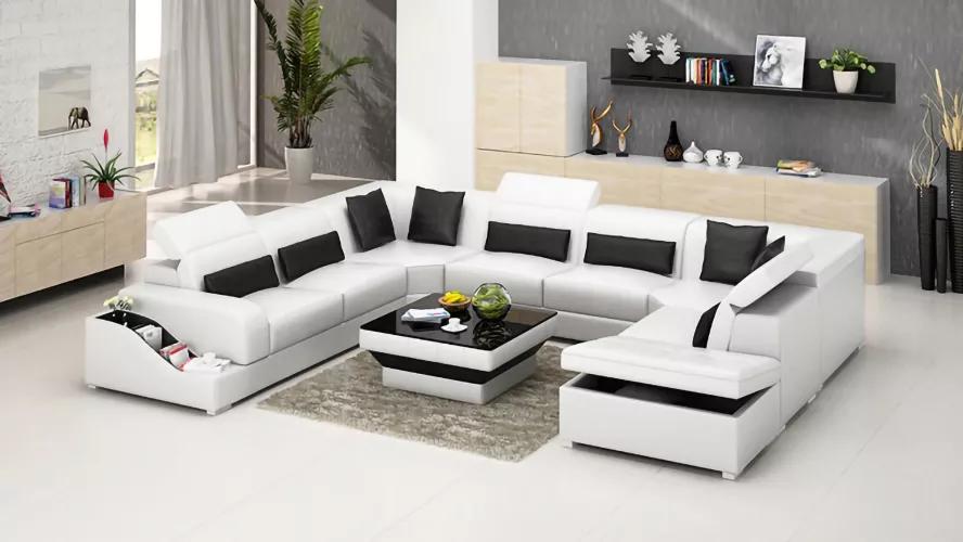 wohnzimmer Leder xxl couch sofa landschaft moderne designer eckpolster