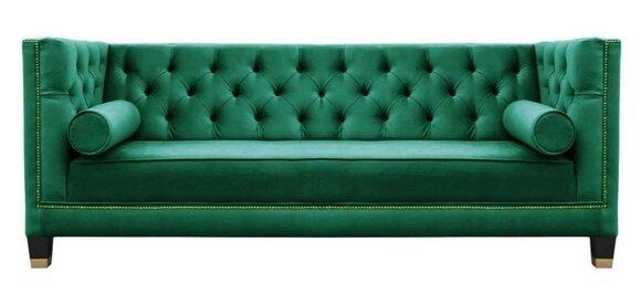 Grüne Dreisitzer Sofas Wohnzimmer Stoff Design Couchen Polster Sofa