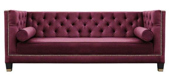 Rot Dreisitzer Stoff Wohnzimmer Design Couchen Polster Sofa Sofas Bordaux