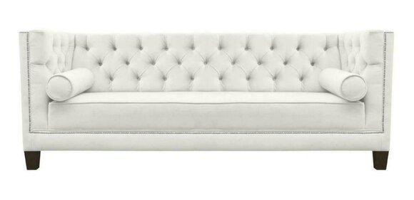 Dreisitzer Stoff Wohnzimmer weiß Couchen Polster Sofa Sofas Chesterfield