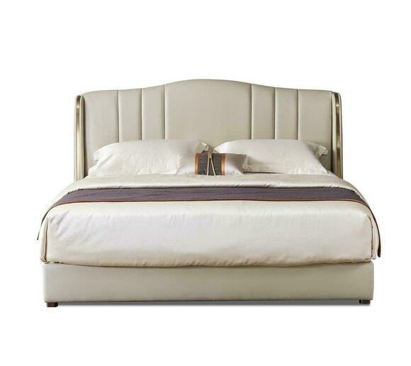 Designer Bett Schlafzimmer Doppelbett Betten Leder Luxus Hotel Polster