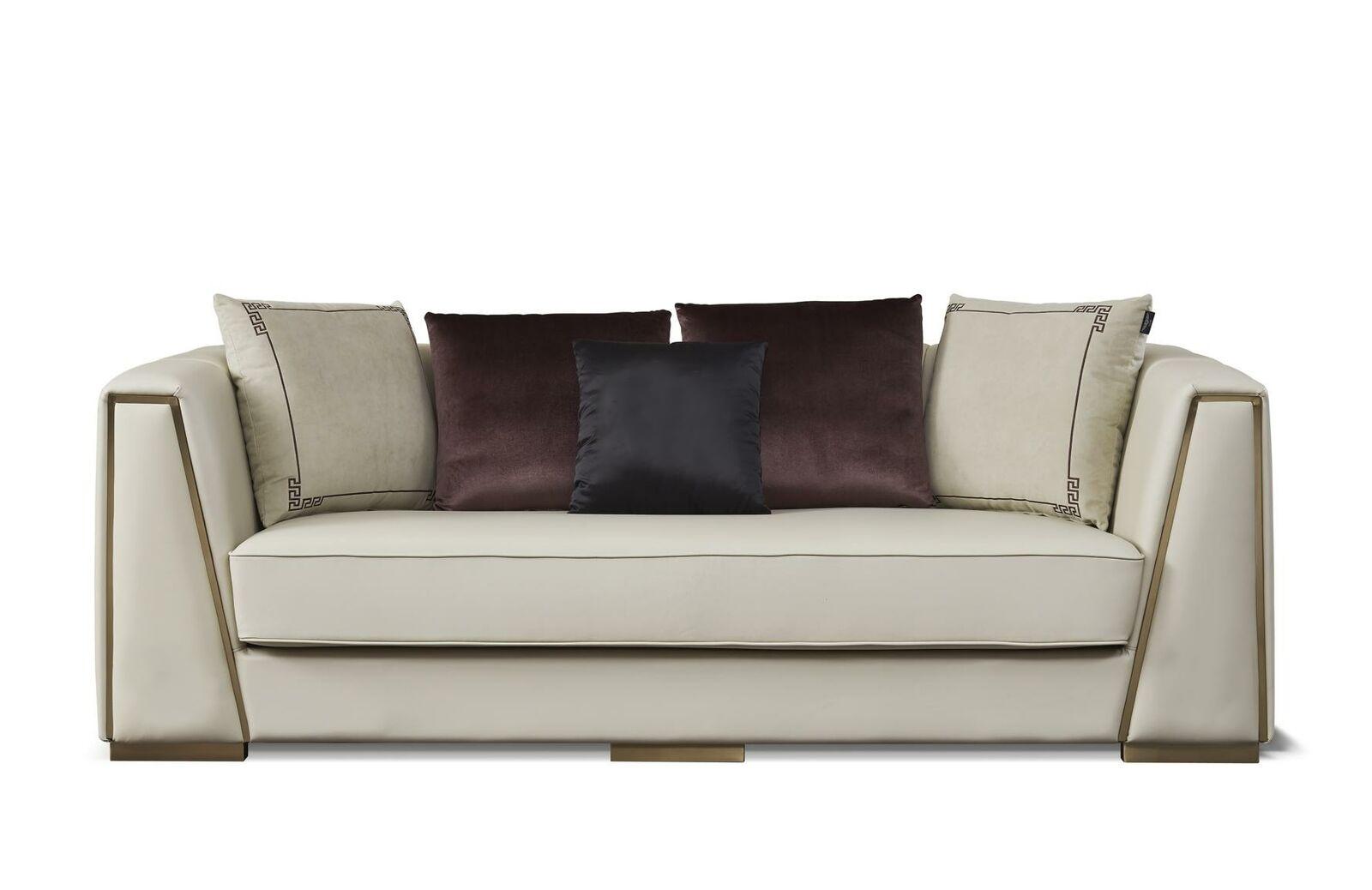 Luxus 3 Sitzer Couch Polster Sofa Leder Stoff Textil Couchen Garnitur Dreisitzer