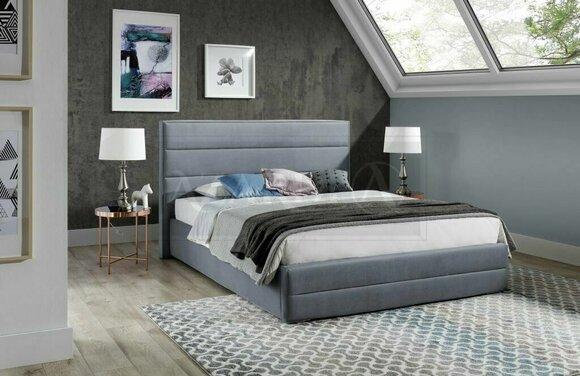 Klassisch Graue Designer Bett Schlafzimmer Textil Leder Polster 180x200cm