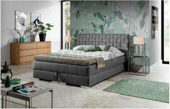 Bett Design Luxus Hotel Betten 200x200cm Boxspringbett Textil Grau