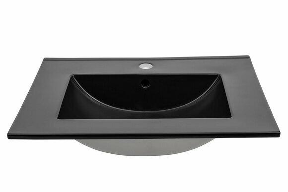 Keramik Waschbecken Waschtisch Einbau Schwarze Platte Design Becken