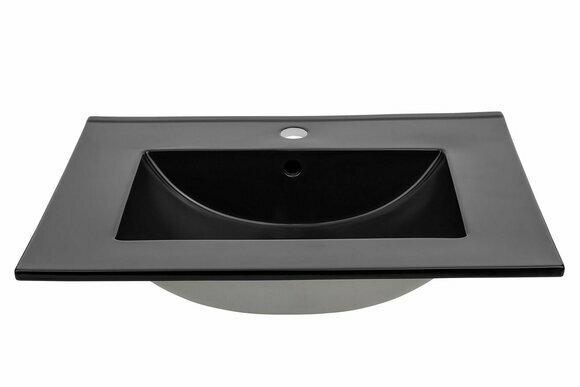 Keramik Waschtisch Waschbecken Einbau Schwarz Becken Waschbecken