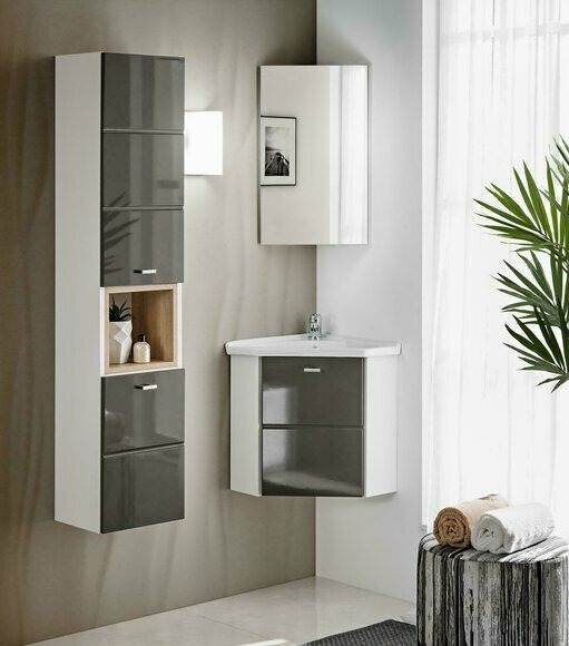 Waschplatz Badmöbel Badezimmer Eckwaschtisch Set Waschtisch