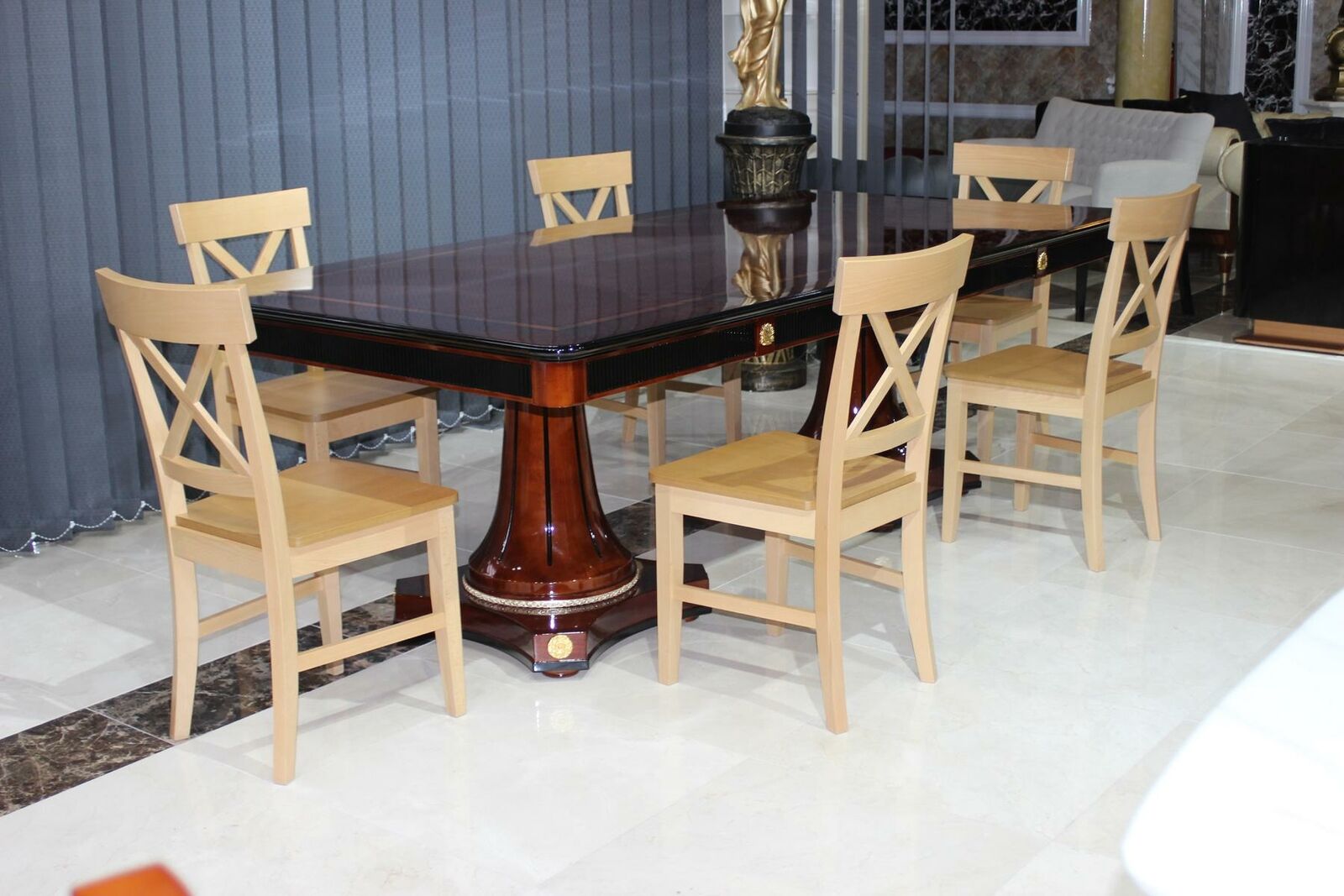 Ess 6x Stuhl Zimmer Set Garnitur Sitz Stühle Lehn Design Holz Sofort Lieferbar