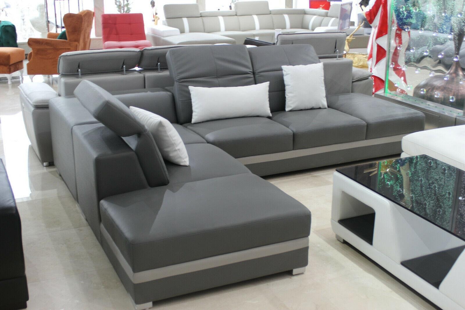 Deisgner Wohnlandschaft Couch Polster Sofa Sitz Ecksofa Garnitur Grau Sofort