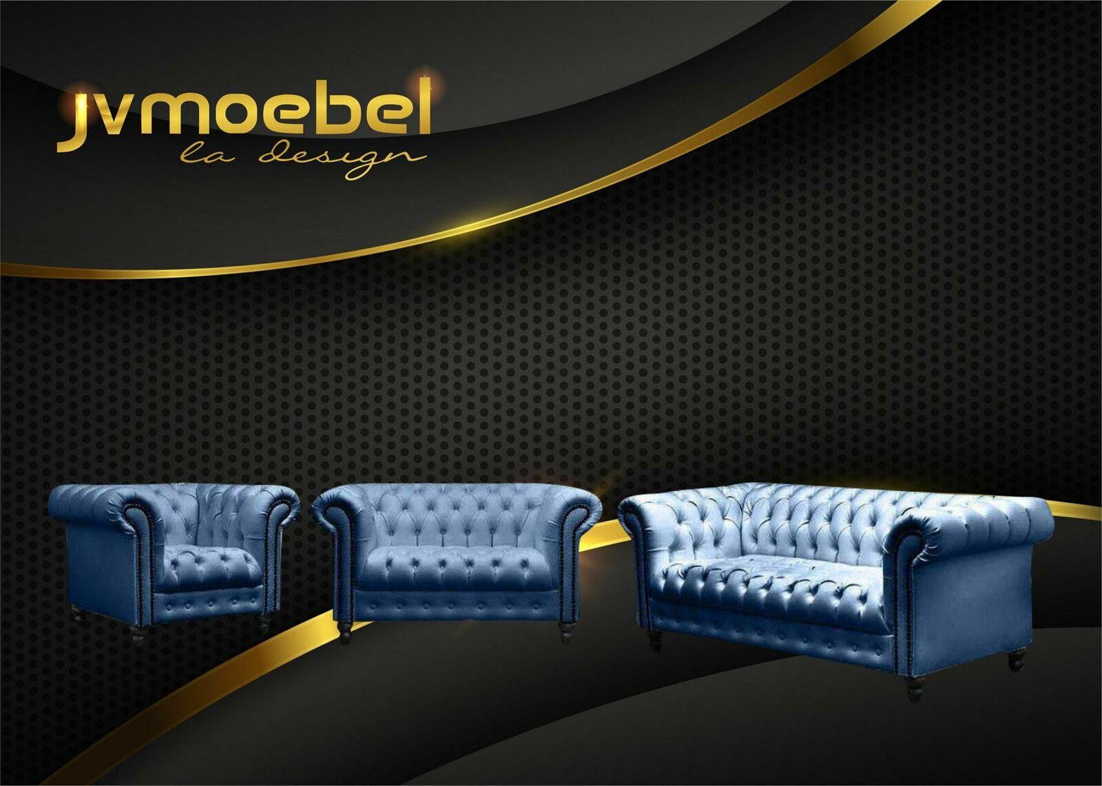 Dreisitzer Chesterfield Sofa Couch Polster Luxus Möbel Stoff Couchen