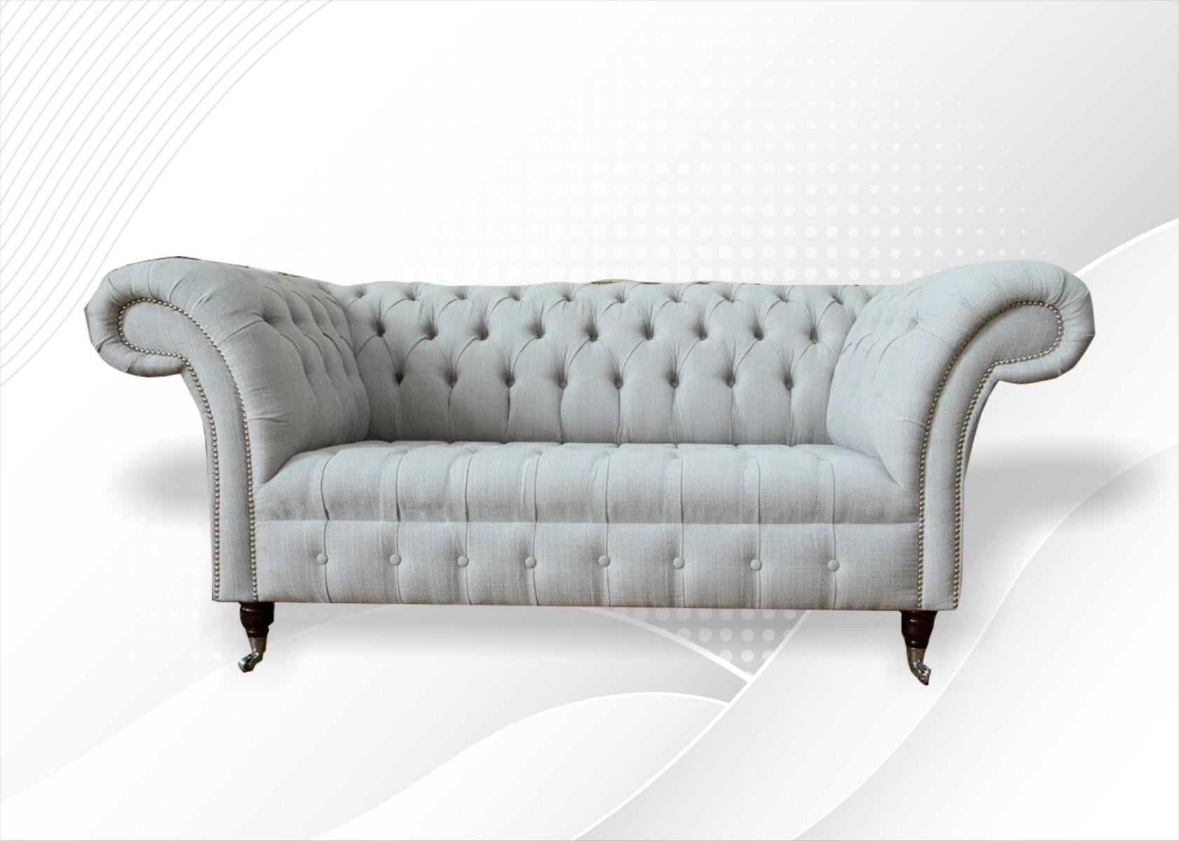 Chesterfield 2 Sitzer Wohnzimmer Couch Sofa Polster Textil Stoff Garnitur Neu