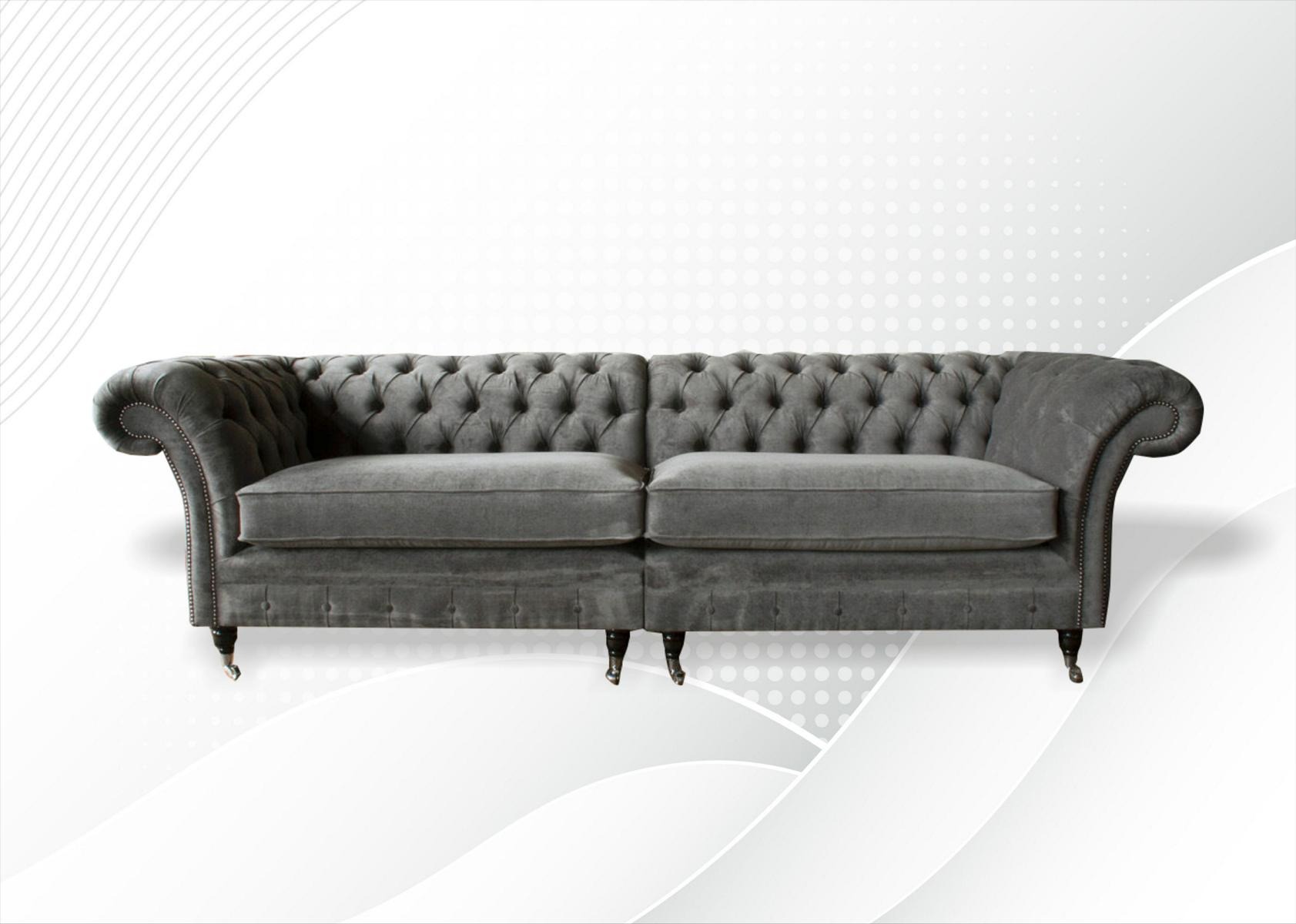 XXL Chesterfield Sofa 4 Sitzer Couch Polster Sitz Garnitur Textil Leder