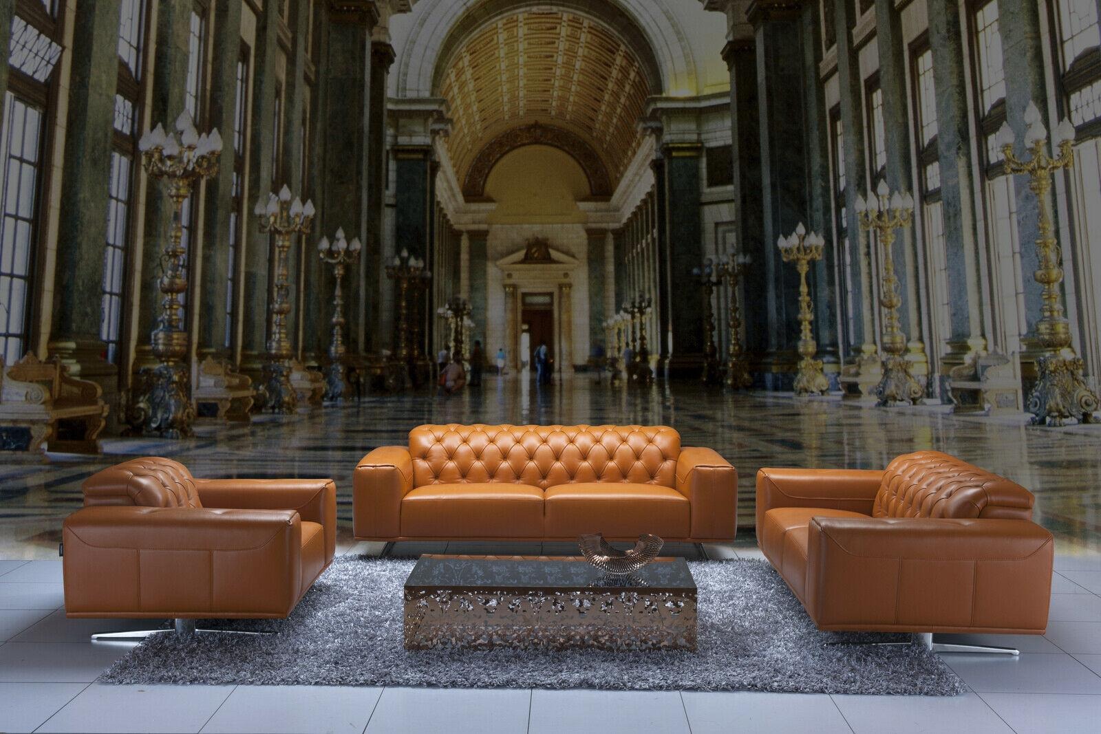 Chesterfield Sofagarnitur Set Braune Couchen Ledersofa Sofa Couch Klassische