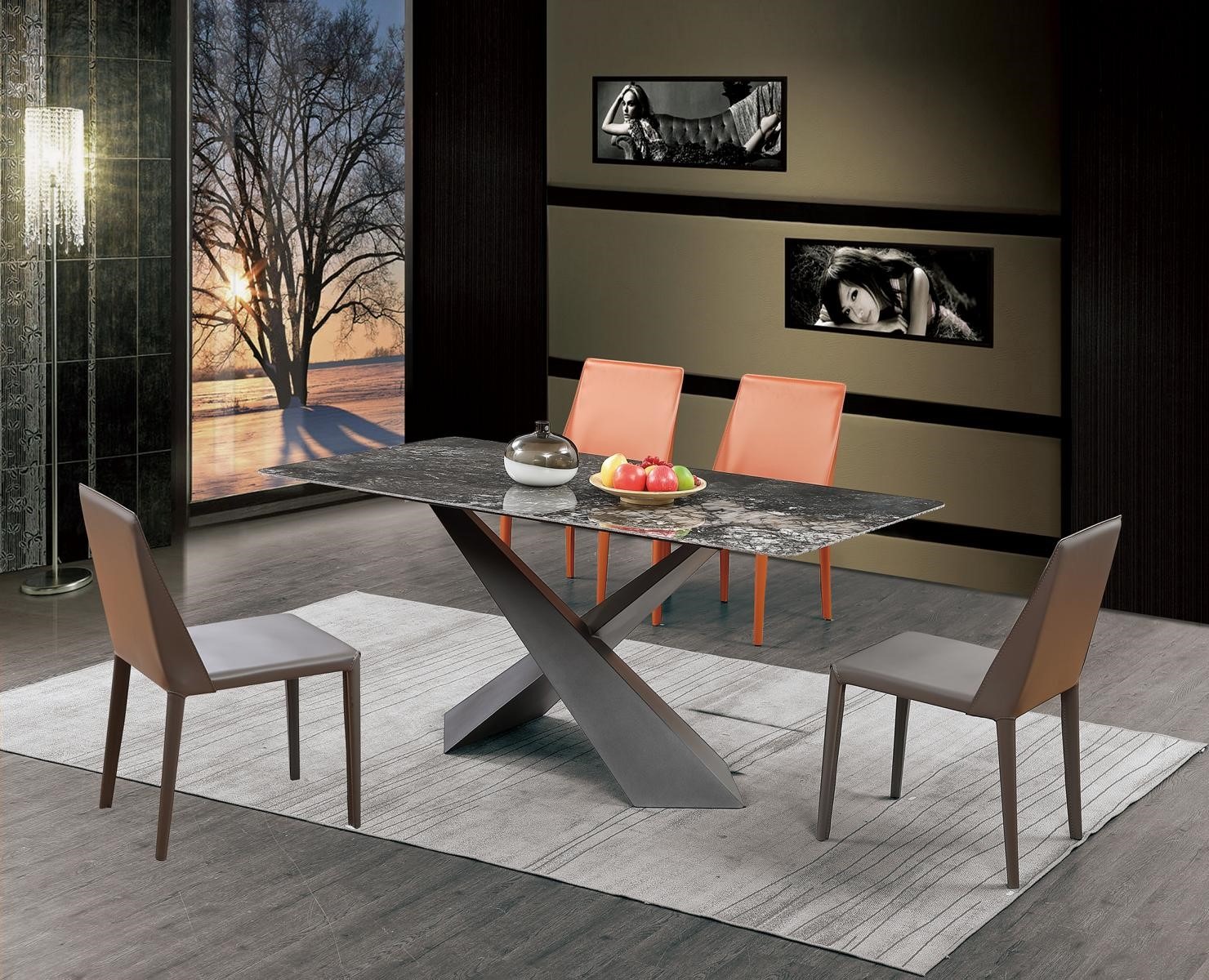 x Beine Säulen Tisch Esszimmer Tische 180x90 Luxus Design Möbel Marmor