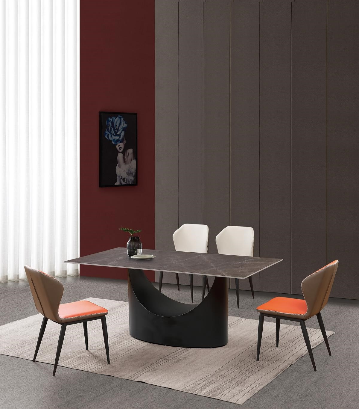 Design Ess Tisch 4 Stühle Set Garnitur Zimmer Gruppe 5 tlg. Tische Marmor