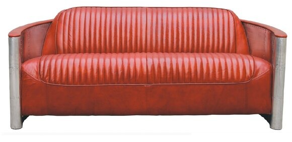 Echtleder Design Vintage Designsofa verdreifachen Aluminium Sofa 3Sitzer Bordaux