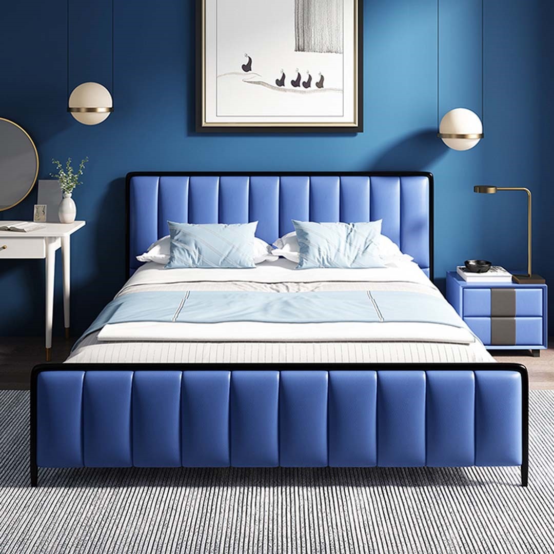 Design Doppelbett Lederbett Betten Bett Leder Schlafzimmer Polster Ehe 180x200