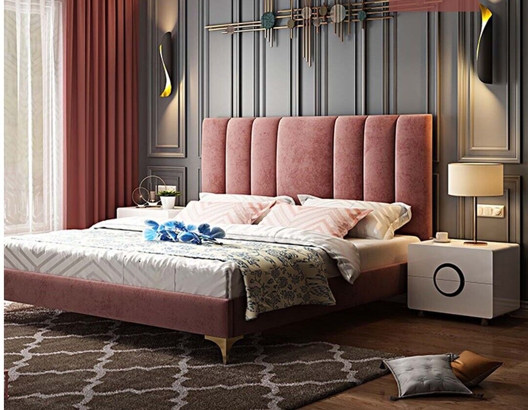 Luxus Schlafzimmer Möbel Komplett 3tlg. Set Bett 2x Nachttische Modernes